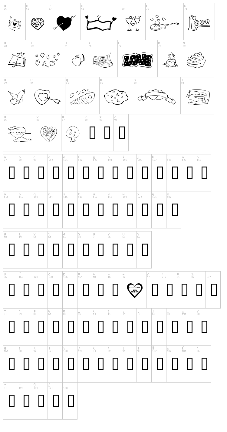 KR Valentines 2006 Five font map